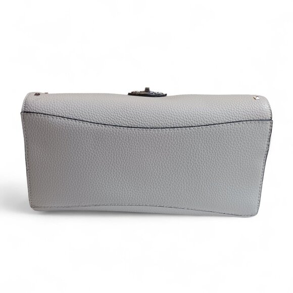 GUESS Garland Ivory Faux Pebbled Leather Tote Bag – Leopard Lining, Silver Chain - Picture 6 of 16